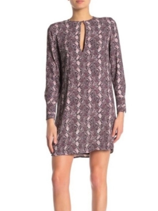 Equipment snake print dress Long-Sleeve Keyhole Shift Dress in Mauve xxs (2)
